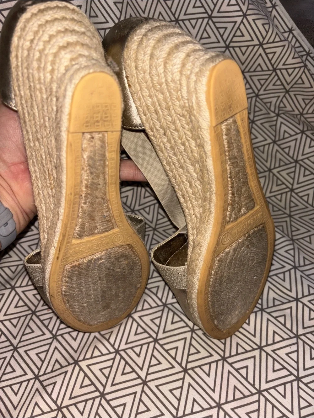 Talbots Metallic Gold Espadrille Wedge Sandals